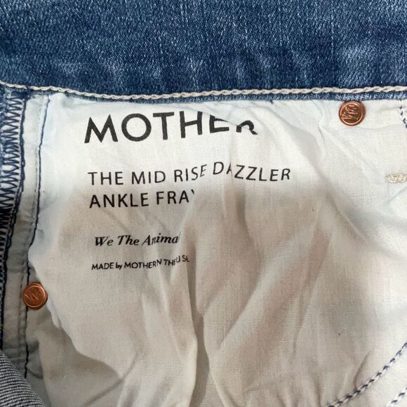 Mother Jeans We The Animals The Mid Rise Dazzler Ankle Fray Jeans Size 28 - Picture 9 of 11